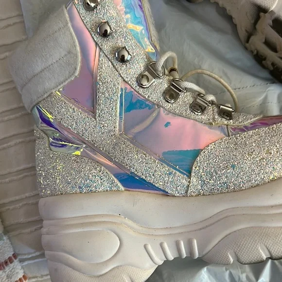 Dolls Kill Holographic Glitter Platform Sneakers - Picture 2 of 6